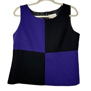 STUDIO I PETITE Colorblock Sleeveless Square Neck Top Size 14P